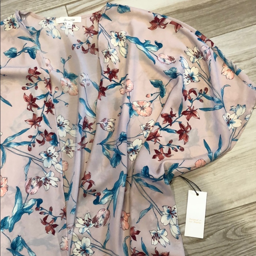 RESTOCKED NWT Pink Floral Kimono Cardigan - Picture 2 of 8